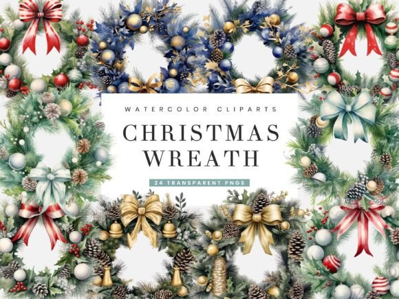 Download Watercolor Christmas Wreath Clipart - Art Collection
