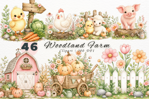 Download Farm Clipart, Woodland Farm Animals - Art Collection