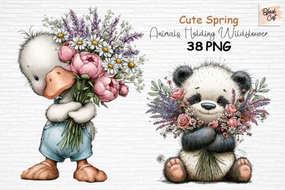 Download Cute Spring Animals Wildflower Clipart - Art Collection