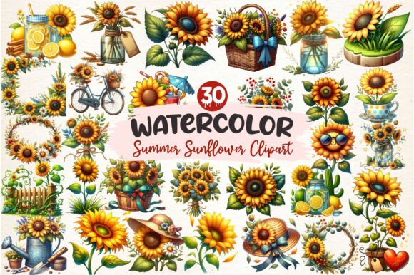 Download Watercolor Summer Sunflower Clipart - Art Collection