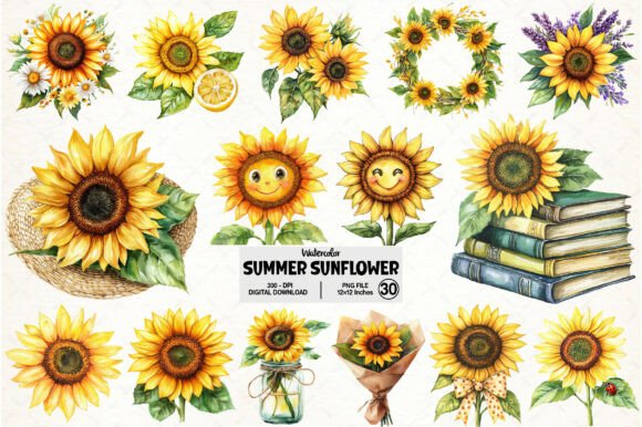 Download Watercolor Summer Sunflower Clipart - Art Collection