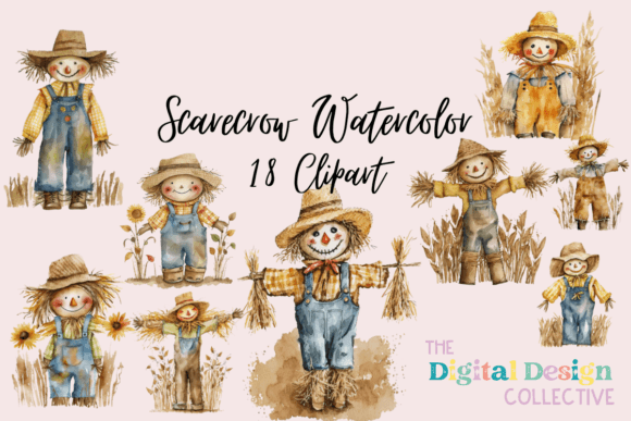 Download Watercolor Fall Scarecrow Clipart - Art Collection