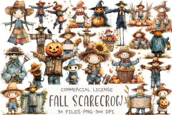 Download Watercolor Fall Scarecrow Clipart - Art Collection
