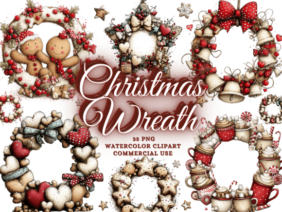 Download Whimsical Christmas Wreath Clipart Png - Art Collection