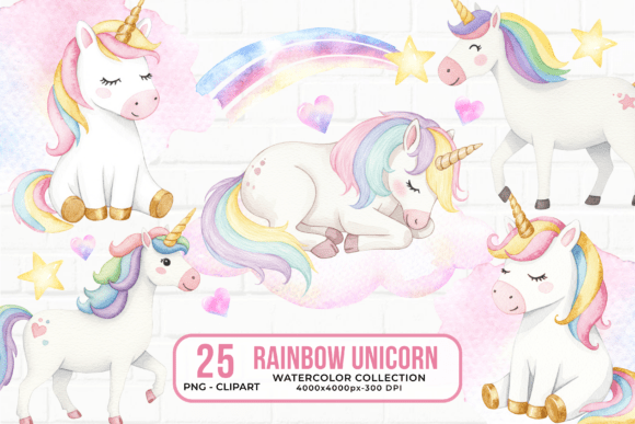 Download Rainbow Unicorn Watercolor ClipArt PNG - Art Collection