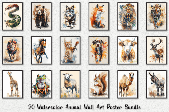 Download Watercolor Animal Wall Art Poster Bundle - Art Collection