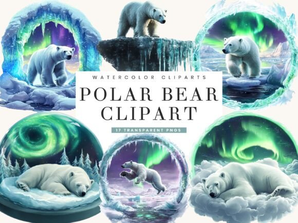 Download Watercolor Polar Bear Clipart Bundle - Art Collection