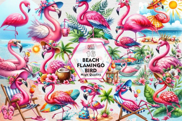 Download Beach Flamingo Bird Clipart PNG Graphics - Art Collection