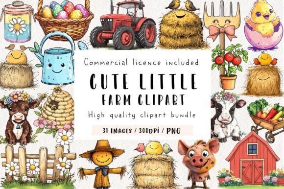 Download Watercolor Cute Little Farm Clipart - Art Collection