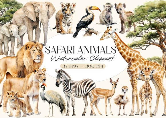 Download Watercolor Safari Animals Clipart - Art Collection