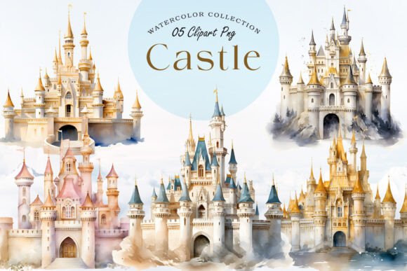 Download Watercolor Fairy Tale Castle Clipart PNG - Art Collection