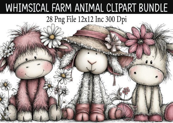 Download Whimsical Farm Animal Clipart Bundle - Art Collection