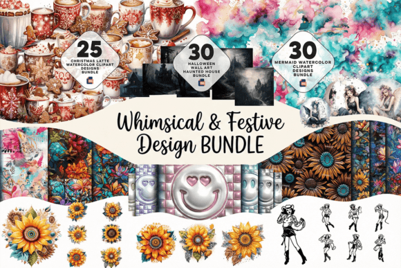 Download Whimsical &amp; Festive Watercolor Clipart - Art Collection