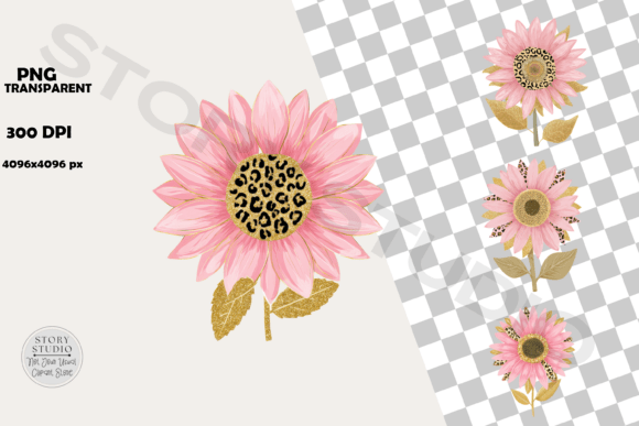 Download Pink Leopard Sunflower Clipart Set - Art Collection