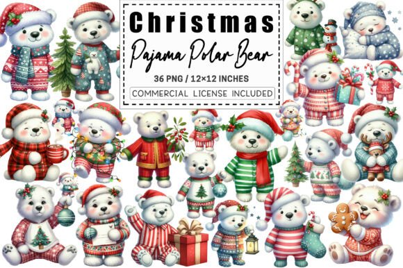 Download Christmas Pajama Polar Bear Clipart. - Art Collection