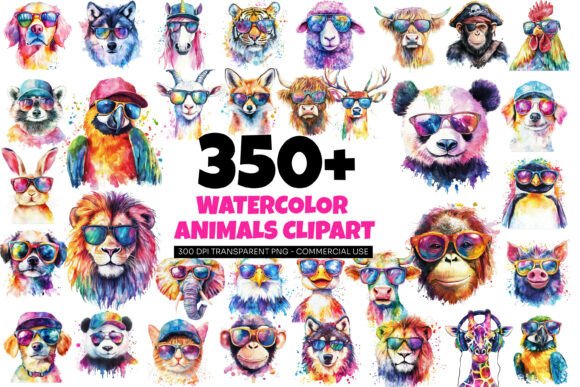 Download 357 Watercolor Animal Clipart Bundle - Art Collection