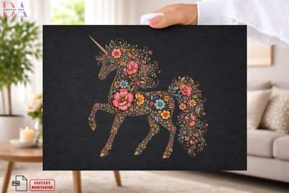 Download Boho Floral Unicorn Wildflower Art PNG - Art Collection