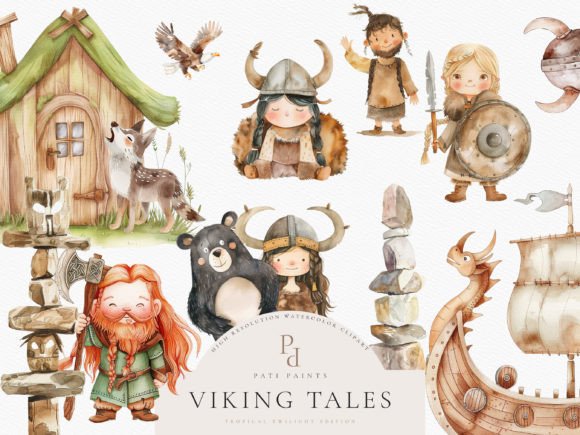 Download Nursery Viking Tales Clipart Bundle - Art Collection