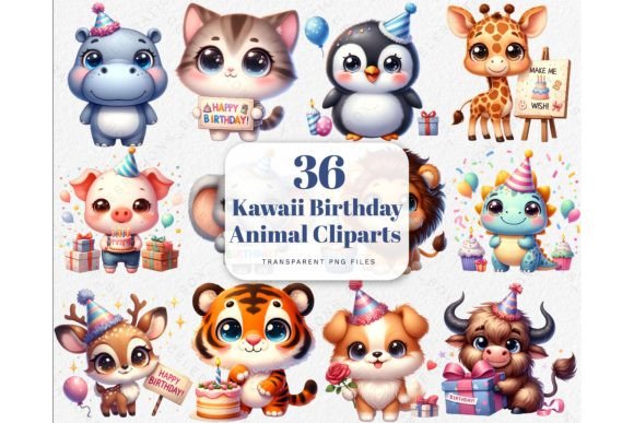 Download Kawaii Birthday Animal PNG Cliparts - Art Collection