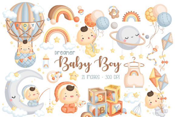 Download Baby Boy Clipart - Cute Dreamer Baby Boy - Art Collection