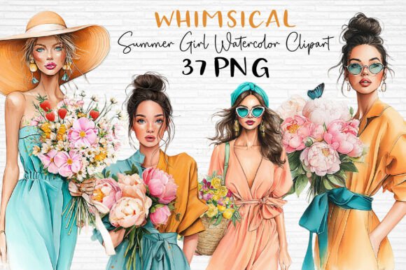 Download Summer Girl Watercolor Clipart PNG - Art Collection