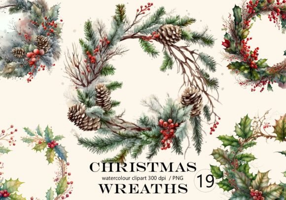 Download Christmas Wreath Watercolour Clipart, - Art Collection