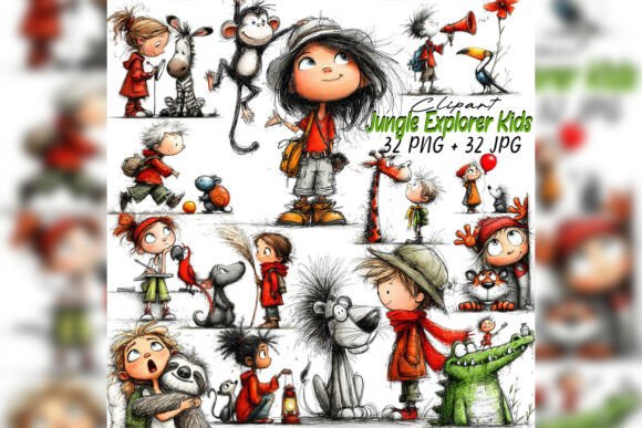 Download Whimsical Jungle Explorer Kids Clipart - Art Collection