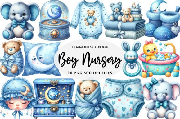 Download Blue Baby Boy Nursery Clipart - Art Collection