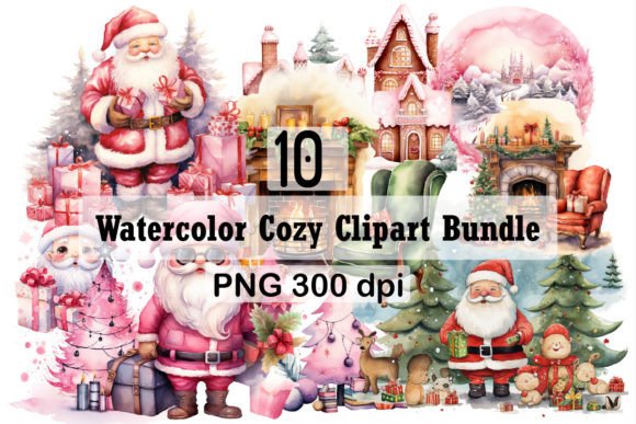 Download Watercolor Cozy Christmas Clipart Bundle - Art Collection