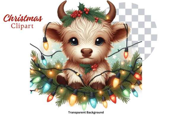 Download Highland Cow Christmas Lights Clipart - Art Collection