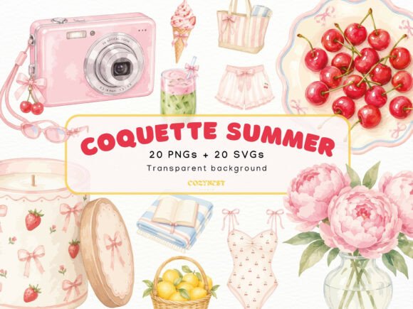 Download Coquette Summer Watercolor Cliparts PNG - Art Collection