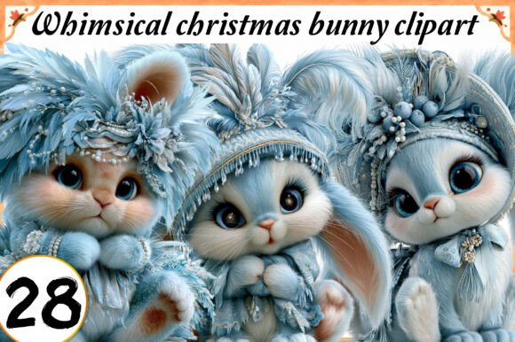Download Whimsical Christmas Bunny Clipart Bundle - Art Collection