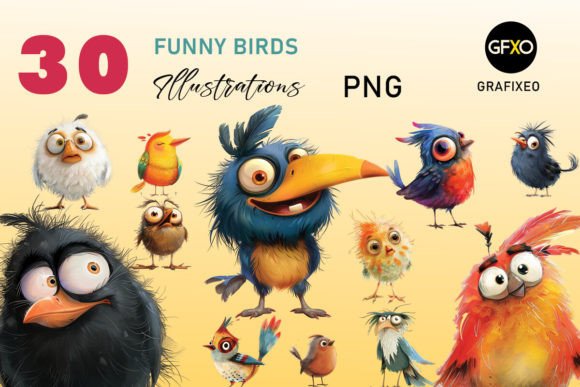 Download Funny Birds Cute Illustration Clipart - Art Collection
