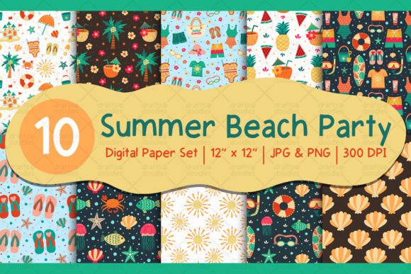 Download Summer Beach Party Digital Paper Set - Art Collection