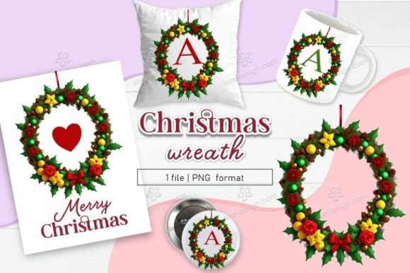 Download Christmas Wreath Clipart Sublimation 07 - Art Collection