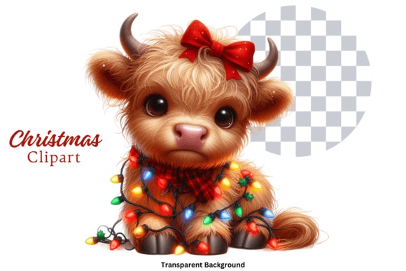 Download Highland Cow Christmas Lights Clipart - Art Collection