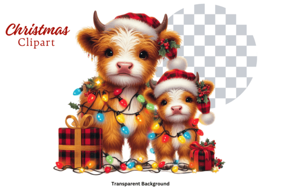 Download Highland Cow Christmas Lights Clipart - Art Collection
