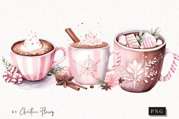 Download Watercolor Pink Hot Cocoa Clipart - Art Collection
