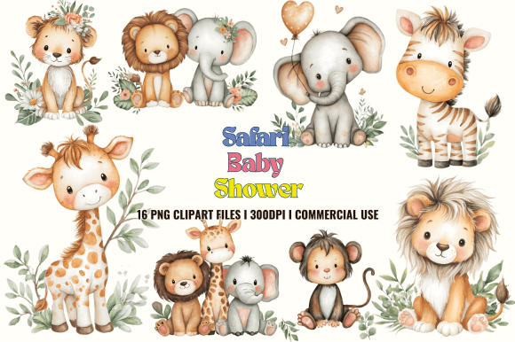 Download Safari Baby Shower Clipart Pack - Art Collection