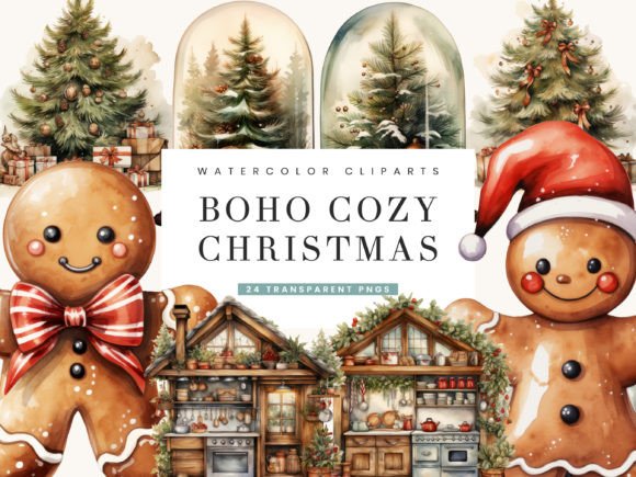 Download Boho Cozy Christmas Clipart Bundle - Art Collection