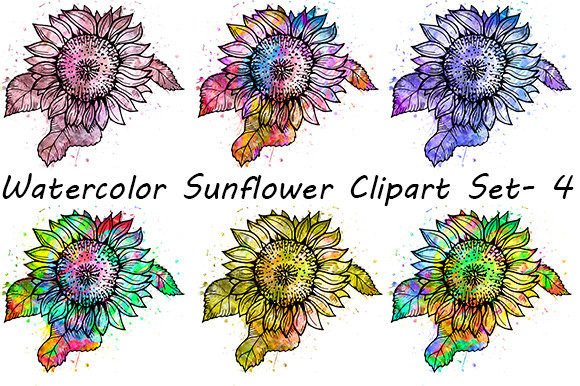 Download Watercolor Sunflower Clipart Set-4 - Art Collection