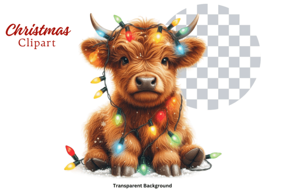 Download Highland Cow Christmas Lights Clipart - Art Collection