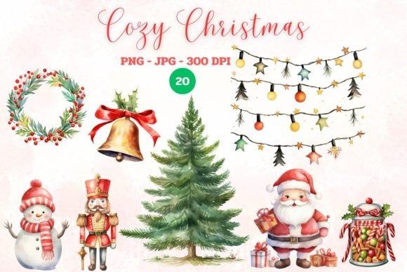 Download Watercolor Cozy Christmas Clipart - Art Collection
