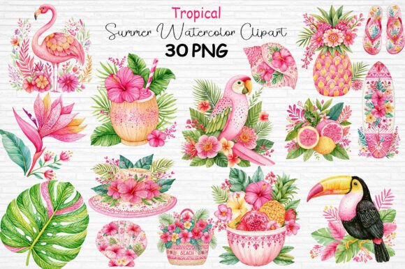 Download Tropical Summer Watercolor Clipart PNG - Art Collection