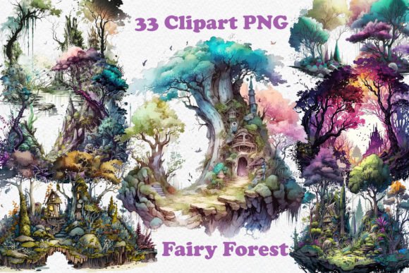 Download Watercolor Fairy Forest Clipart PNG - Art Collection