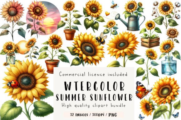 Download Watercolor Summer Sunflower Clipart - Art Collection