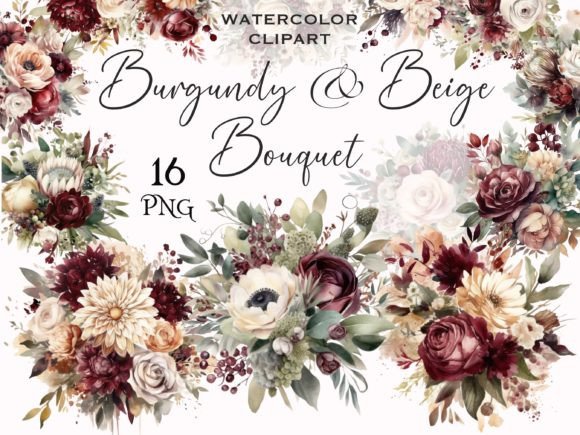 Download Burgundy &amp; Beige Wedding Bouquet Clipart - Art Collection