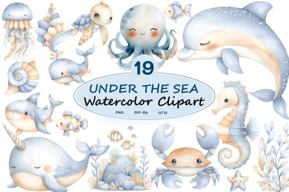 Download Under the Sea Watercolor Clipart PNG - Art Collection