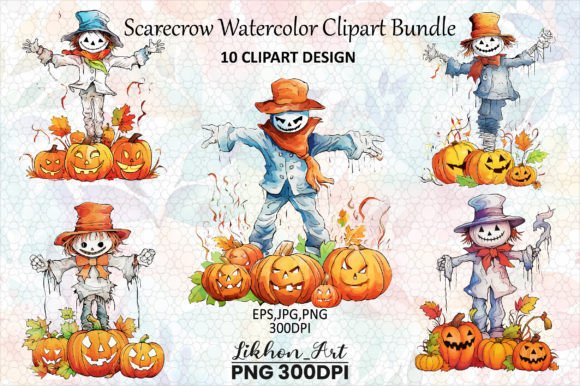 Download Scarecrow Watercolor Clipart Bundle - Art Collection