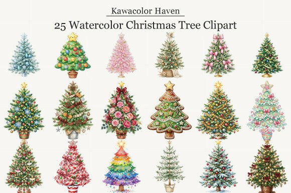 Download Watercolor Christmas Tree Clipart - Art Collection